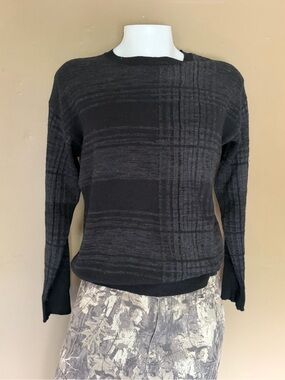 AllSaints Black Textured Knit Crew Sweater